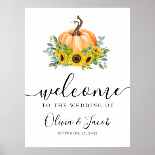 Affiche de bienvenue Mariage Citrouille Eucalyptus