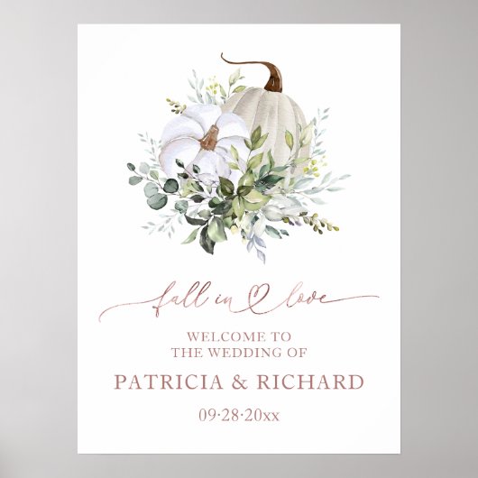 Affiche de bienvenue Mariage Citrouille Fall In Lo (Devant)