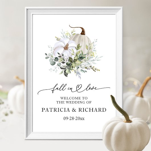 Affiche de bienvenue Mariage Citrouille Fall In Lo