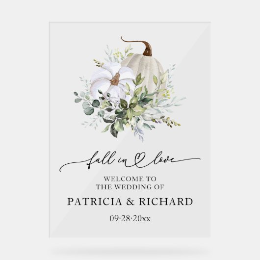 Affiche de bienvenue Mariage Citrouille Fall In Lo (Recto)