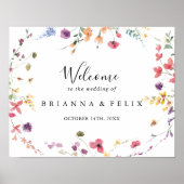 Affiche de bienvenue Mariage classique de fleurs s (Devant)