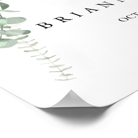 Affiche de bienvenue Mariage classique Eucalyptus  (Coin)