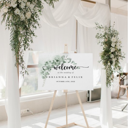 Affiche de bienvenue Mariage classique Eucalyptus