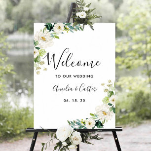 Affiche de bienvenue Mariage d'aquarelle florale b