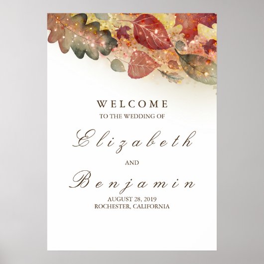 Affiche de bienvenue mariage de automne (Devant)