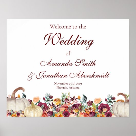 Affiche de bienvenue mariage de automne, Affiche d (Devant)