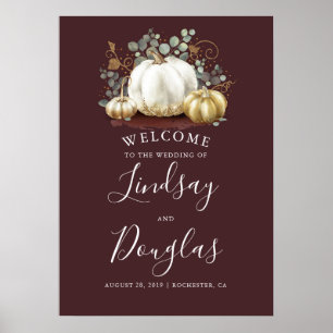 Affiche de bienvenue Mariage de automne Citrouille