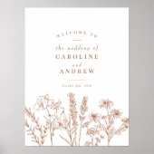 Affiche de bienvenue Mariage de automne fleur sauv (Devant)