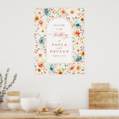 Affiche de bienvenue Mariage de automne Fleur sauv (Cuisine)