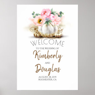 Affiche de bienvenue Mariage de automne Floral Gol