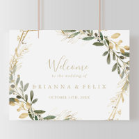 Affiche de bienvenue Mariage de automne géométriqu