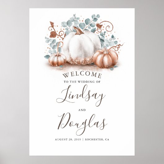 Affiche de bienvenue Mariage de automne rose Citro (Devant)