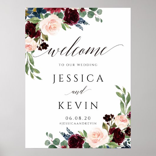 Affiche de bienvenue Mariage de Blush et de Bourgo (Devant)