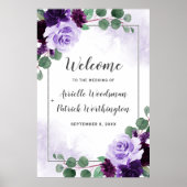 Affiche de bienvenue Mariage de Boho Floral violet (Devant)