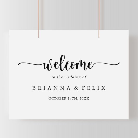 Affiche de bienvenue Mariage de calligraphie minim