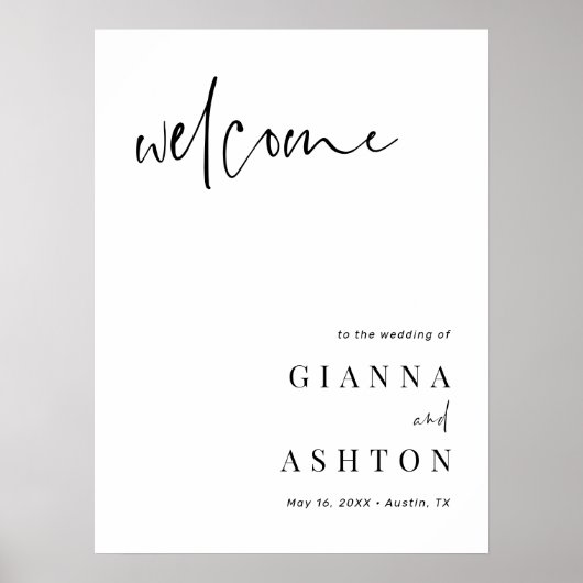 Affiche de bienvenue Mariage de calligraphie moder (Devant)