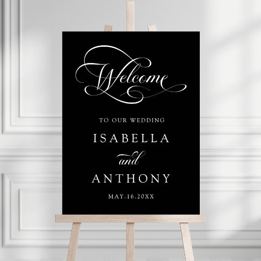 Affiche de bienvenue Mariage de calligraphie noire