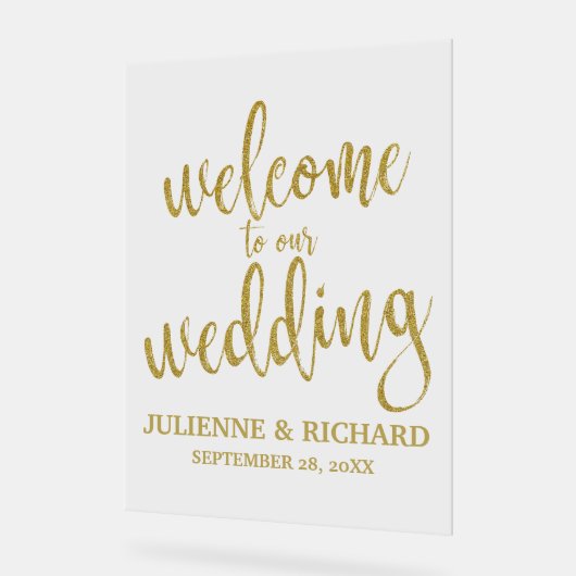 Affiche de bienvenue Mariage de calligraphie or (Angle)