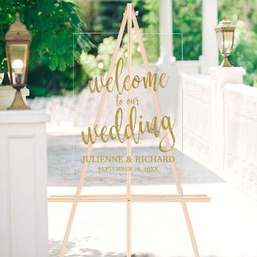 Affiche de bienvenue Mariage de calligraphie or
