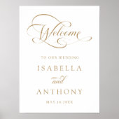Affiche de bienvenue Mariage de calligraphie or El (Devant)