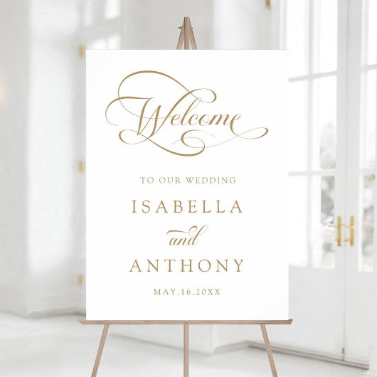 Affiche de bienvenue Mariage de calligraphie or El