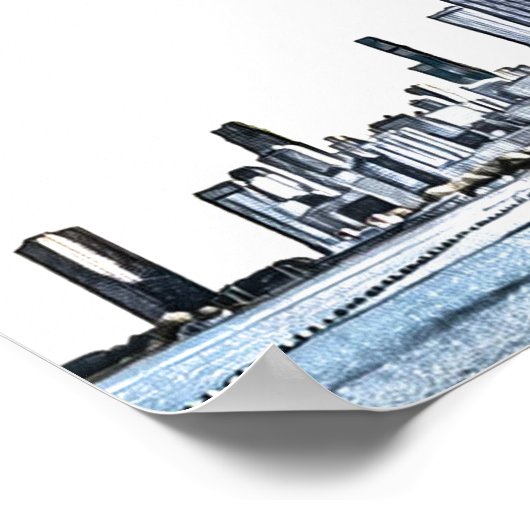 Affiche de bienvenue Mariage de Chicago Skyline (Coin)