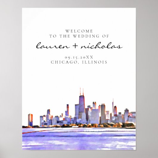 Affiche de bienvenue Mariage de Chicago Skyline (Devant)