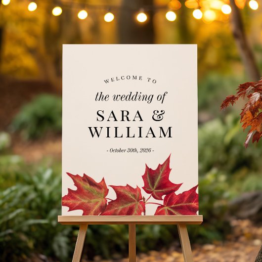 Affiche de bienvenue Mariage de congés d'automne