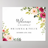Affiche de bienvenue Mariage de couleur rose rose (Devant)