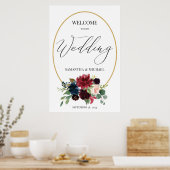 Affiche de bienvenue Mariage de couronne d'or flor (Cuisine)
