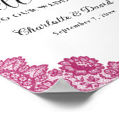 Affiche de bienvenue Mariage de dentelle noire ros (Coin)