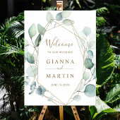 Affiche de bienvenue Mariage de feuillage vert géo