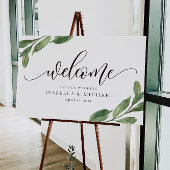 Affiche de bienvenue Mariage de feuilles vertes