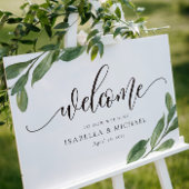 Affiche de bienvenue Mariage de feuilles vertes