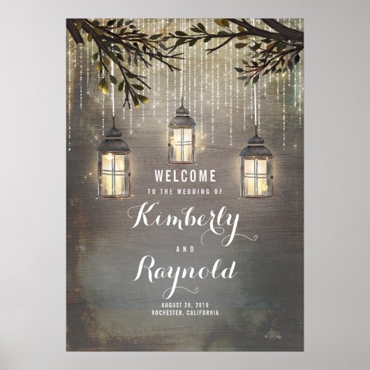 Affiche de bienvenue Mariage de feux de lanterne r (Devant)