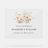 Affiche de bienvenue Mariage de Fleur sauvage beig (Recto)