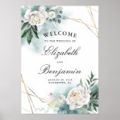 Affiche de bienvenue Mariage de Fleurs blanches et (Devant)