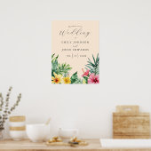 Affiche de bienvenue Mariage de fleurs tropicales  (Cuisine)
