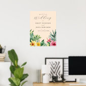 Affiche de bienvenue Mariage de fleurs tropicales  (Bureau à domicile)