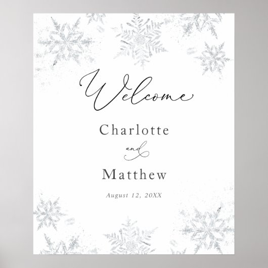 Affiche de bienvenue Mariage de flocon de neige en (Devant)