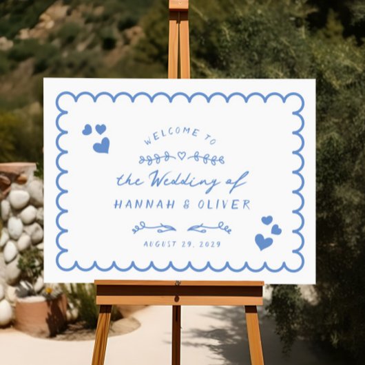 Affiche de bienvenue Mariage de gribouillages illu