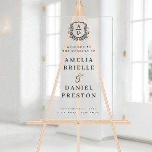 Affiche de bienvenue Mariage de la crête de monogr