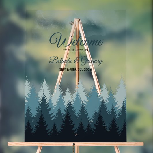 Affiche de bienvenue Mariage de la forêt d'aquarel (Neutre)