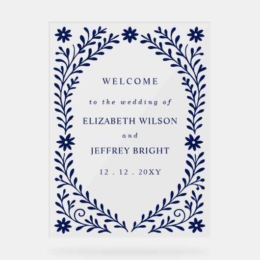 Affiche de bienvenue Mariage de la marine Boho (Recto)