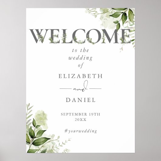 Affiche de bienvenue Mariage de la typographie flo (Devant)