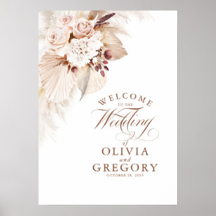 Affiche de bienvenue Mariage de laiton de Pampas