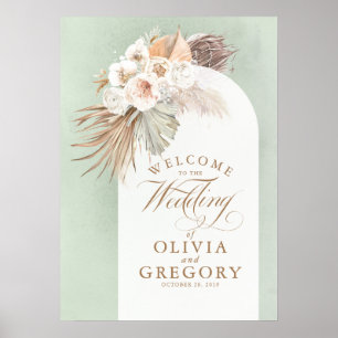 Affiche de bienvenue Mariage de laiton de Pampas