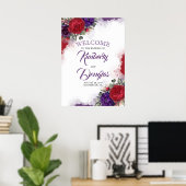 Affiche de bienvenue Mariage de l'aubergine rouge  (Bureau à domicile)