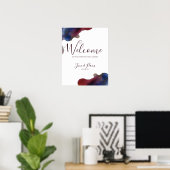 Affiche de bienvenue Mariage de marsala Navy Water (Bureau à domicile)