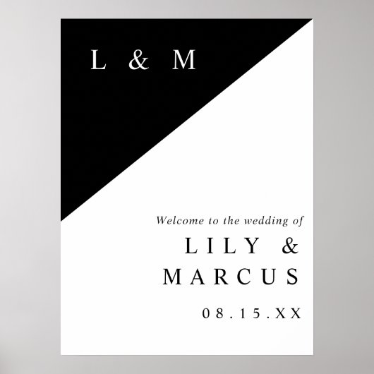 Affiche de bienvenue Mariage de Monogramme Chic No (Devant)